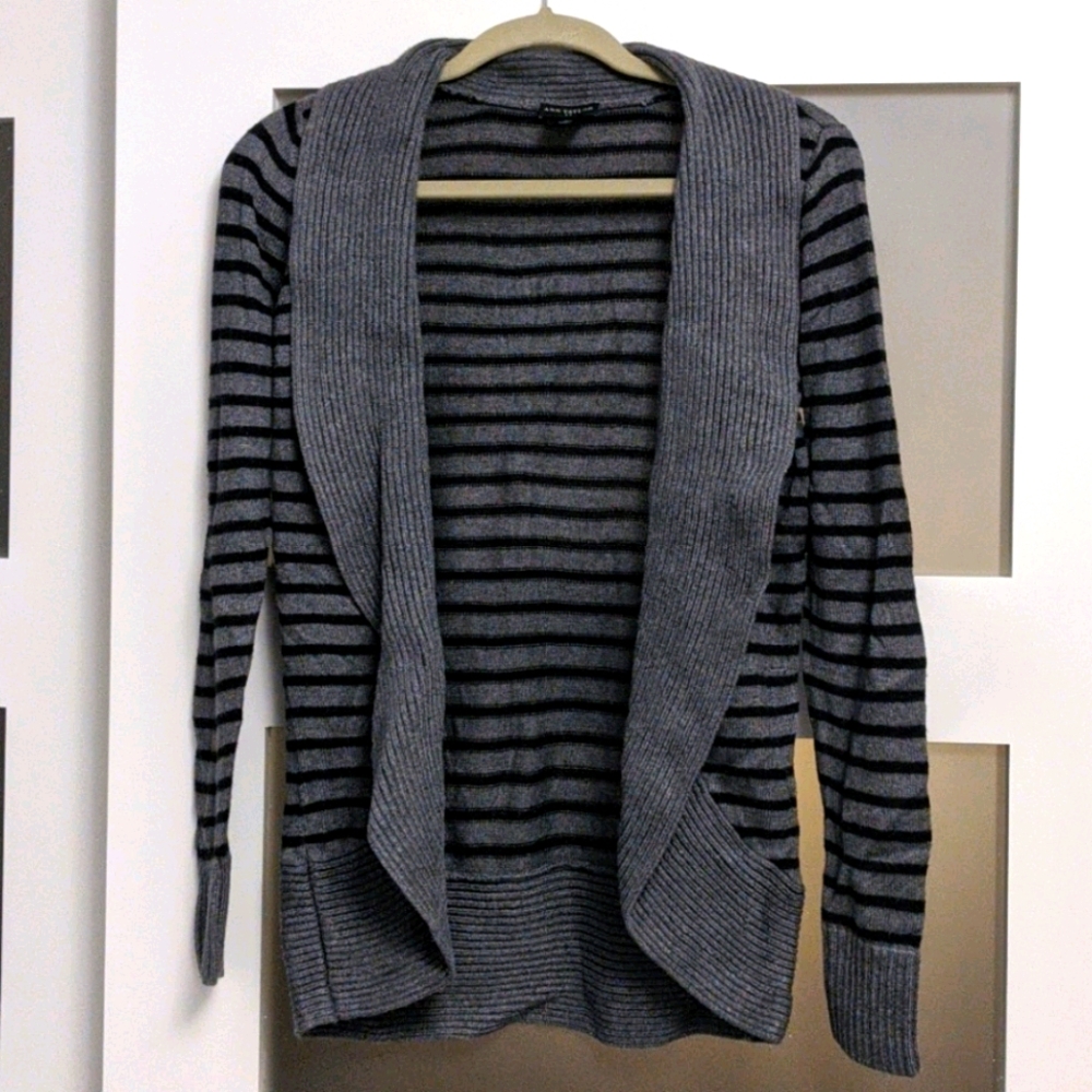 Grey and black striped Ann Taylor sweater